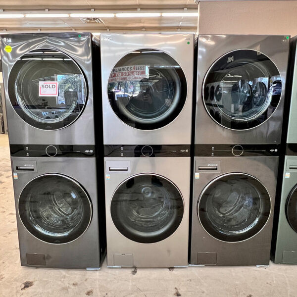 Graphite steel front load washer and dryer unit