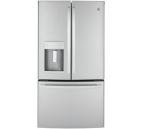 Stainless steel French door with ice and water dispenser
