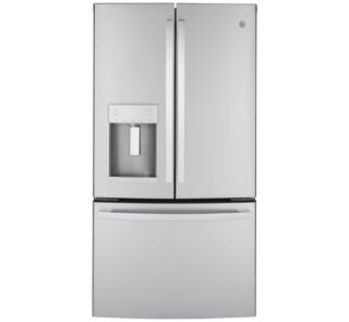 Stainless steel French door with ice and water dispenser